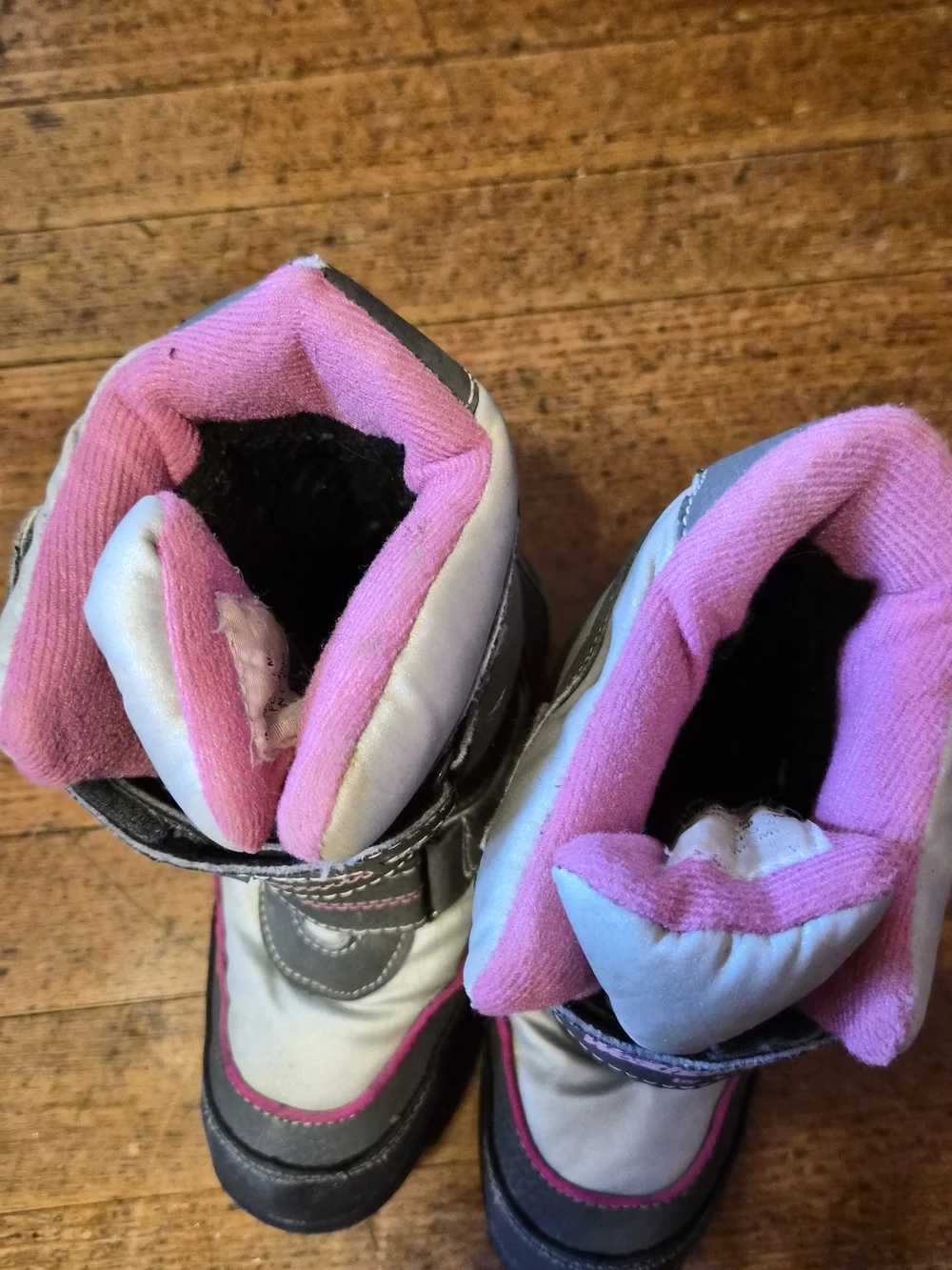 3M Totes Weatherproof Kids Snow Boots Gray Pink Velcro Thinsulate Size 13